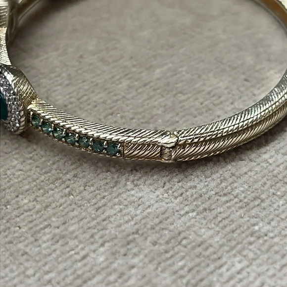 Judith Ripka Chalcedony & Chrome Diopside Gold Clad Sterling Bangle Cuff - Picture 10 of 16